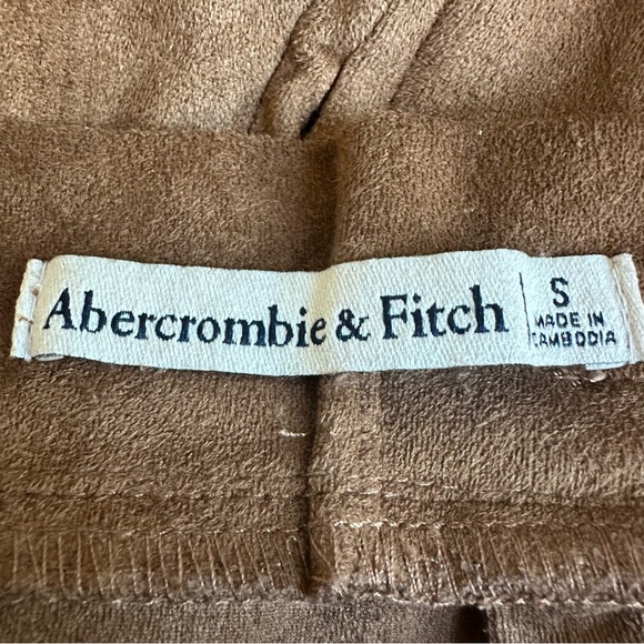 Abercrombie & Fitch Faux Suede Mini Skirt Brown Size Small Pockets Zip Up Short - Picture 10 of 10